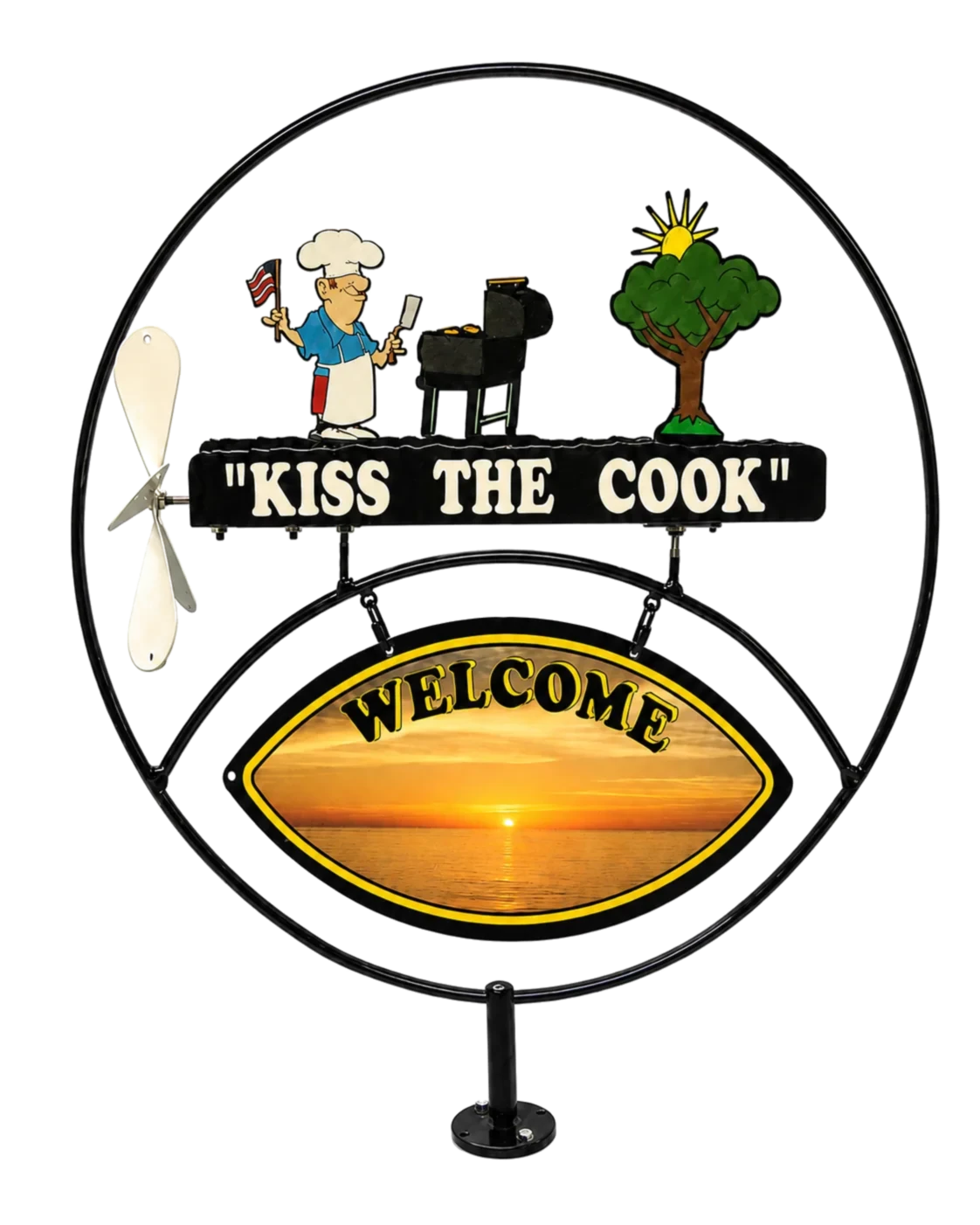 Kiss The Cook metal sign