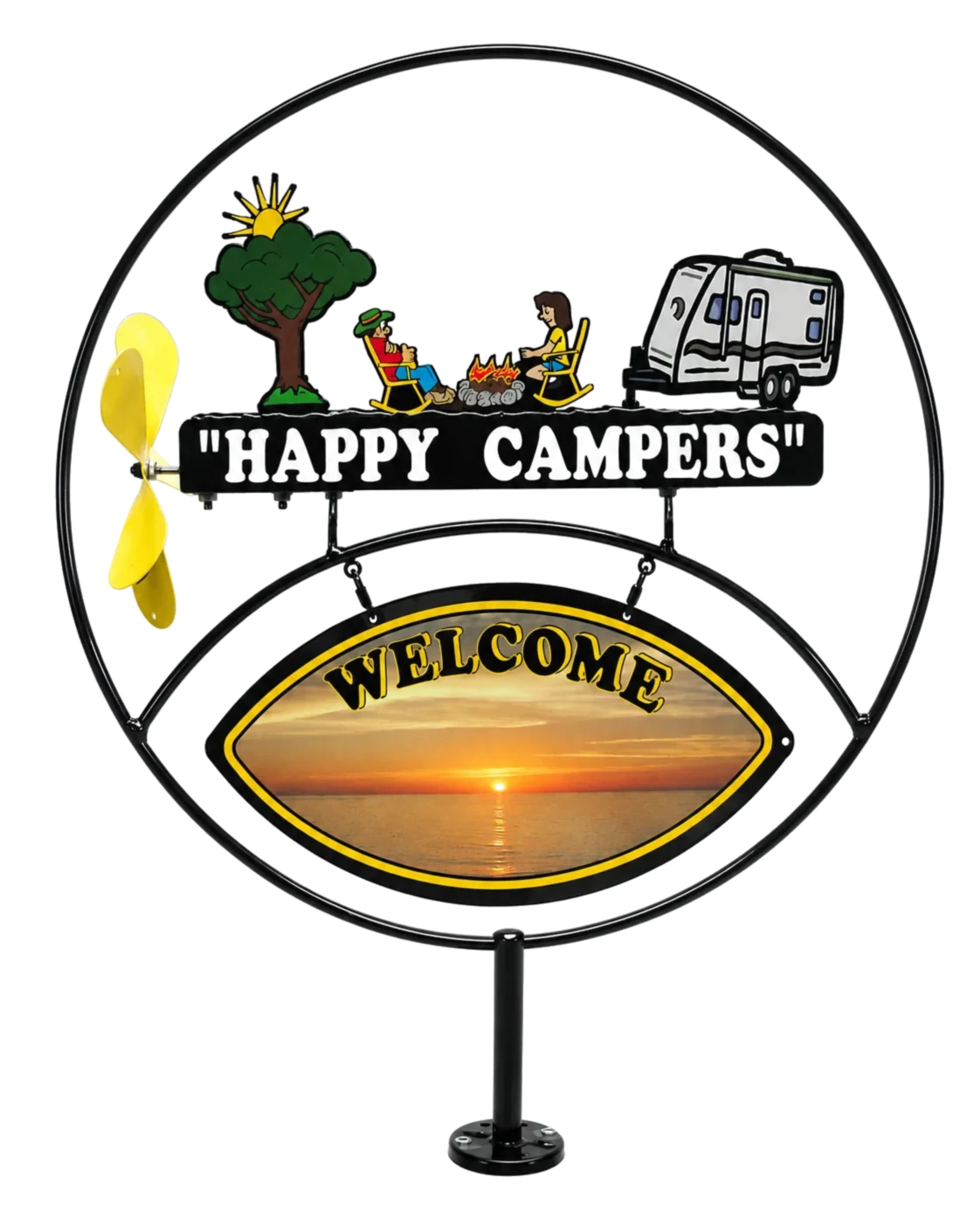 Happy Campers metal sign