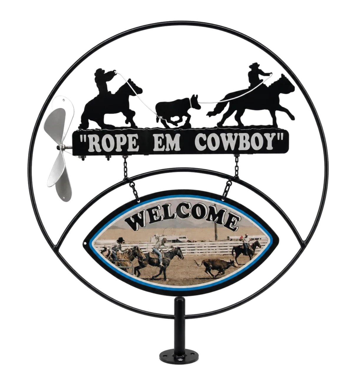 Rope Em Cowboy metal sign