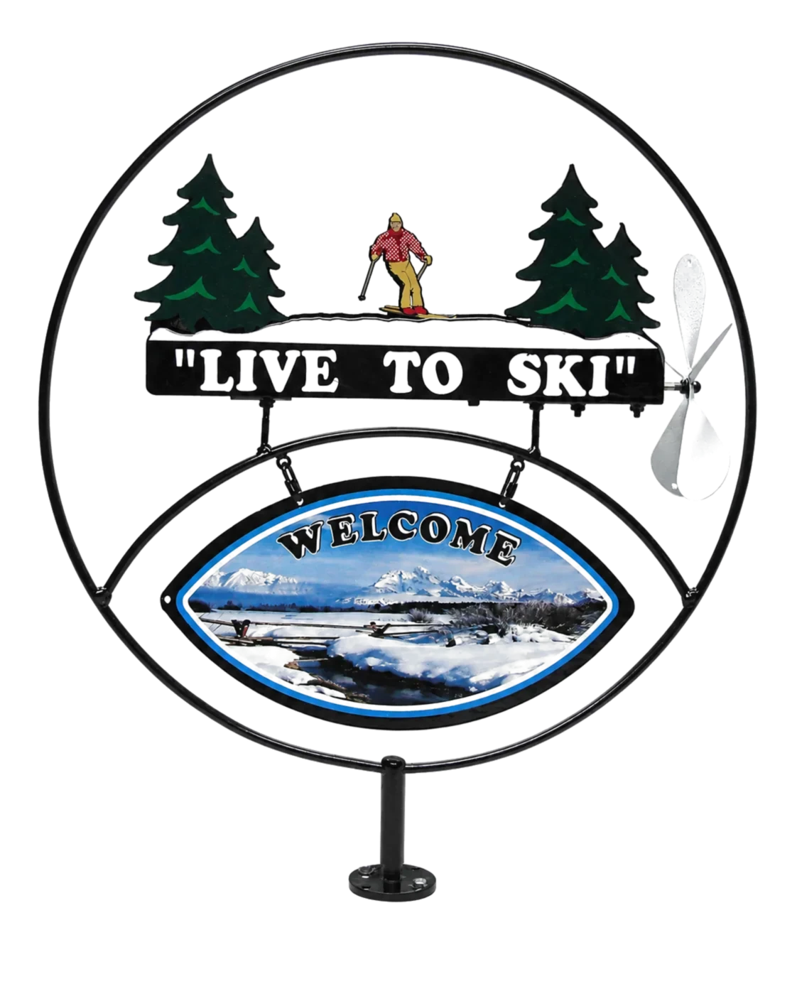 Live To Ski metal sign